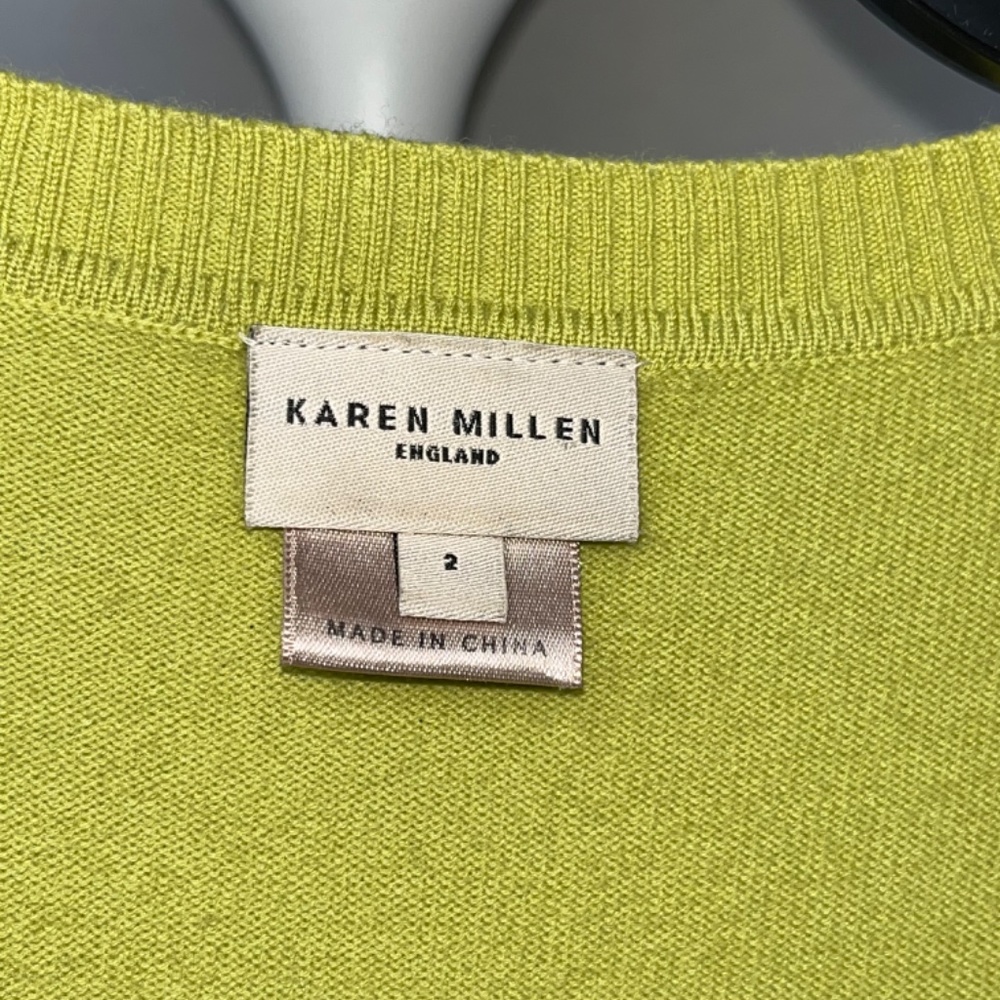 DONATED -  Karen Millen (2) chartreuse (lime green/yellow) soft wool mini dress. - Picture 3 of 16